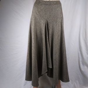 Long Brown Tweed Wool Skirt Sz 10